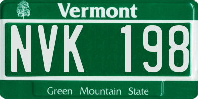 VT license plate NVK198