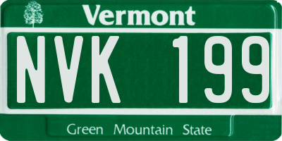 VT license plate NVK199