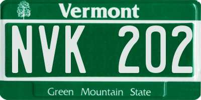 VT license plate NVK202