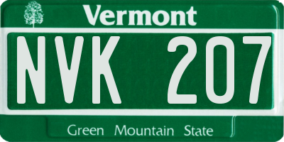 VT license plate NVK207
