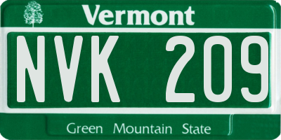 VT license plate NVK209