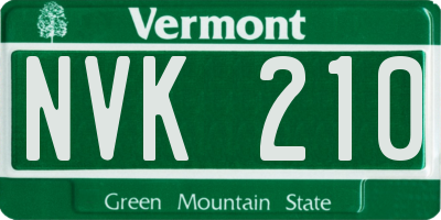 VT license plate NVK210