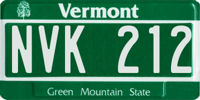 VT license plate NVK212