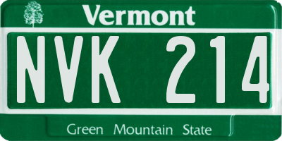 VT license plate NVK214