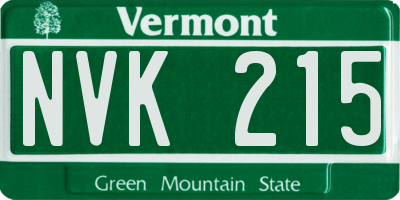 VT license plate NVK215