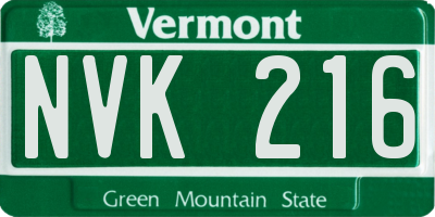 VT license plate NVK216