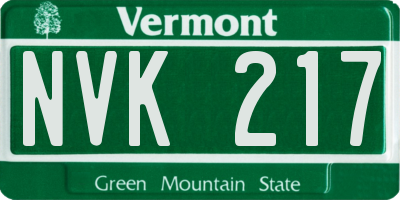 VT license plate NVK217