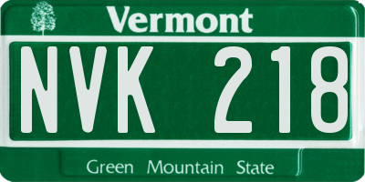 VT license plate NVK218
