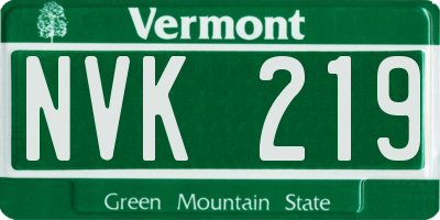 VT license plate NVK219
