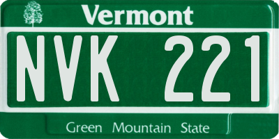 VT license plate NVK221