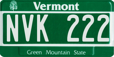 VT license plate NVK222