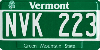 VT license plate NVK223
