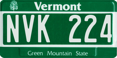 VT license plate NVK224