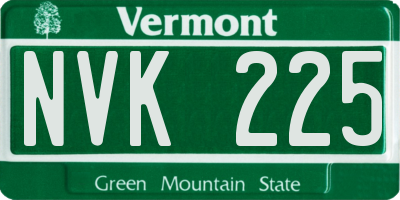 VT license plate NVK225