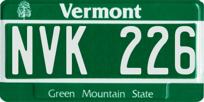 VT license plate NVK226