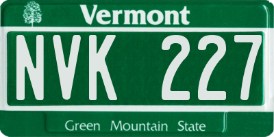 VT license plate NVK227