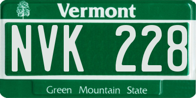 VT license plate NVK228