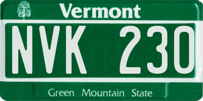 VT license plate NVK230