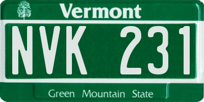 VT license plate NVK231