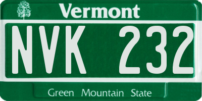 VT license plate NVK232