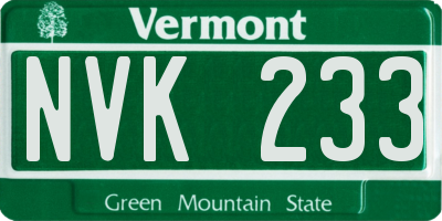 VT license plate NVK233