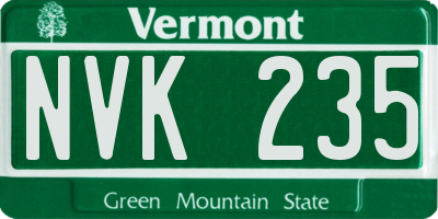 VT license plate NVK235