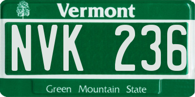 VT license plate NVK236