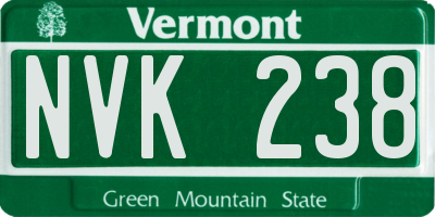 VT license plate NVK238