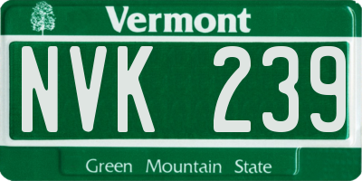VT license plate NVK239