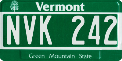 VT license plate NVK242