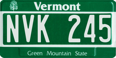 VT license plate NVK245