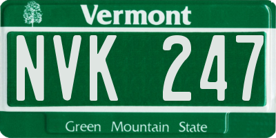 VT license plate NVK247