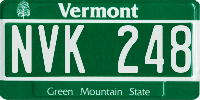 VT license plate NVK248