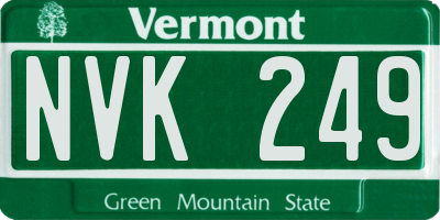 VT license plate NVK249
