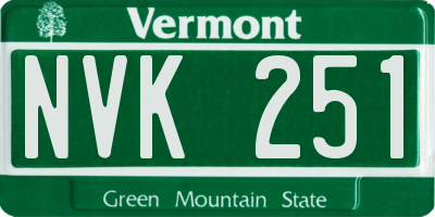 VT license plate NVK251
