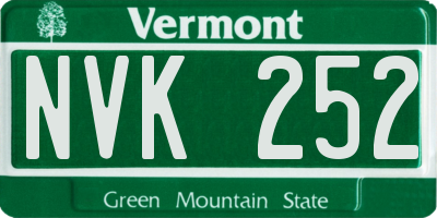 VT license plate NVK252