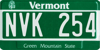 VT license plate NVK254