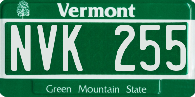 VT license plate NVK255