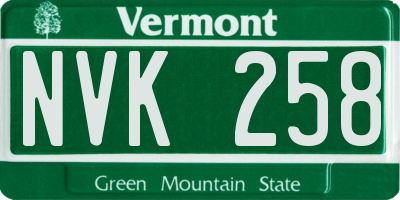 VT license plate NVK258