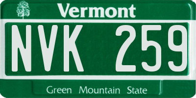 VT license plate NVK259
