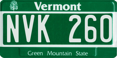 VT license plate NVK260