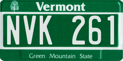 VT license plate NVK261