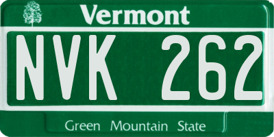 VT license plate NVK262