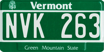 VT license plate NVK263