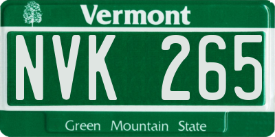 VT license plate NVK265