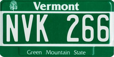 VT license plate NVK266