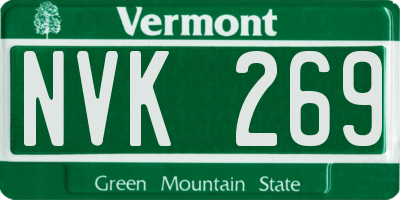 VT license plate NVK269