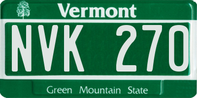 VT license plate NVK270