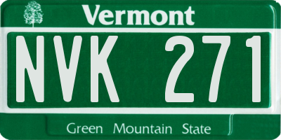 VT license plate NVK271