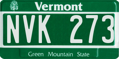 VT license plate NVK273